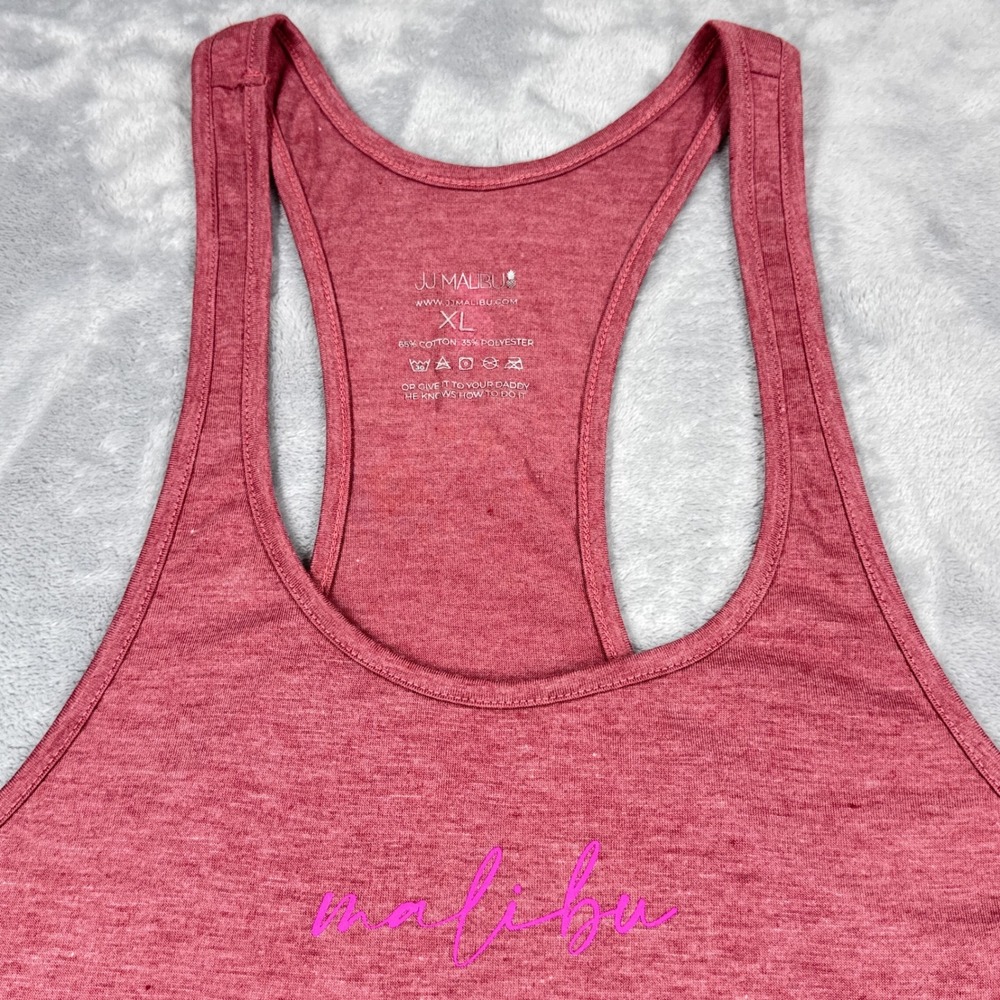 JJ MALIBU Racerback Stringer Tank Tops Mens XL Red Pink Muscle Gym Lot of 2 - Picture 5 of 13
